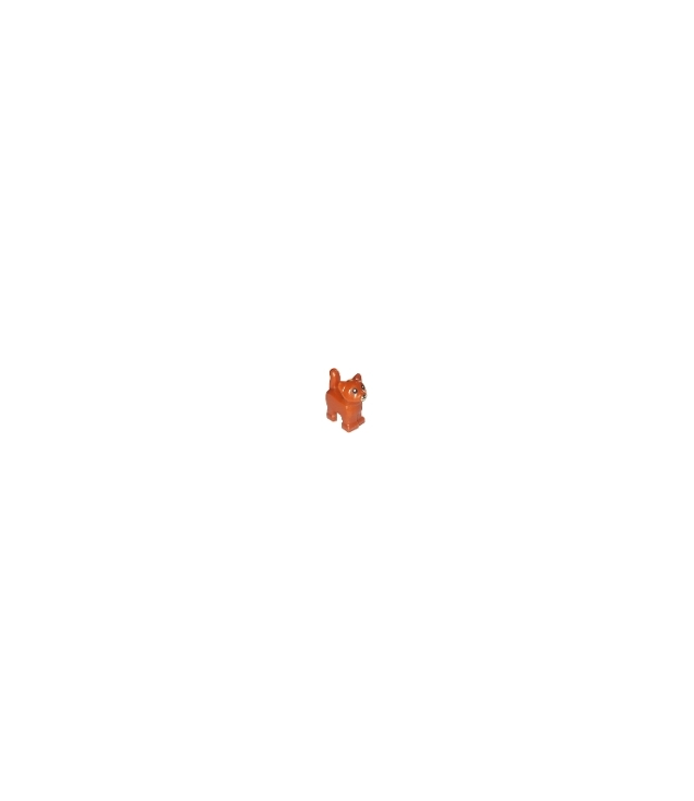 LEGO - Kat, kitten staand met lichtbruine snuit en zwarte mond, neus en ogen met witte pupillen - Dark Orange | N