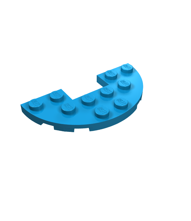 LEGO - Plaat, rond halve 3 x 6 met 1 x 2 uitsparing - Dark Azure | N