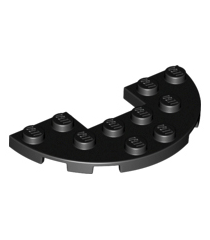 LEGO - Plaat, rond halve 3 x 6 met 1 x 2 uitsparing - Black | N - Thumbnail