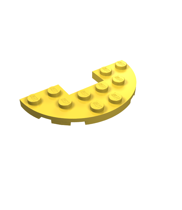 LEGO - Plaat, rond halve 3 x 6 met 1 x 2 uitsparing - Yellow | N