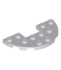 LEGO - Plaat, rond halve 3 x 6 met 1 x 2 uitsparing - Light Bluish Gray | N - Thumbnail