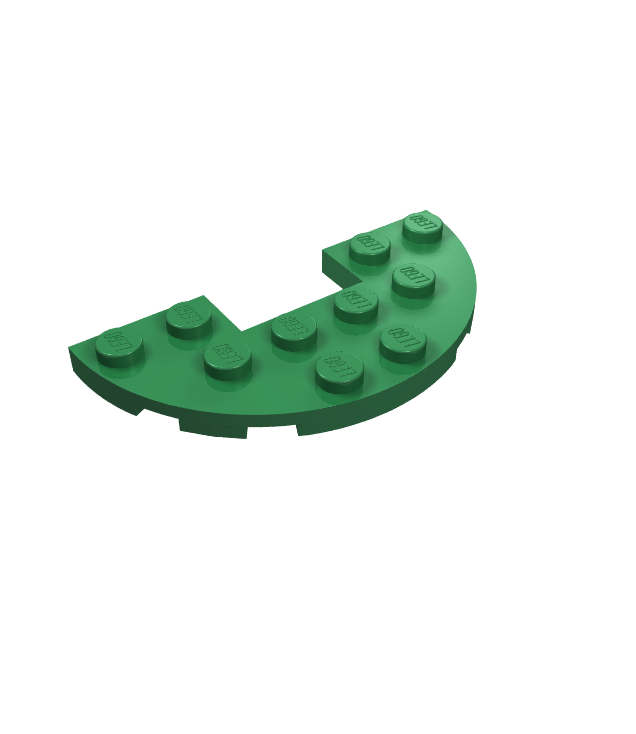 LEGO - Plaat, rond halve 3 x 6 met 1 x 2 uitsparing - Green | N