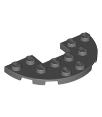 LEGO - Plaat, rond halve 3 x 6 met 1 x 2 uitsparing - Dark Bluish Gray | N - Thumbnail