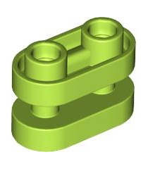 LEGO - Steen, rond 1 x 2 met holle noppen en open midden met staafen - Lime | N - Thumbnail