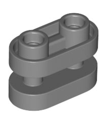 LEGO - Steen, rond 1 x 2 met holle noppen en open midden met staafen - Dark Bluish Gray | N - Thumbnail