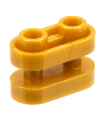 LEGO - Steen, rond 1 x 2 met holle noppen en open midden met staafen - Pearl Gold | N - Thumbnail