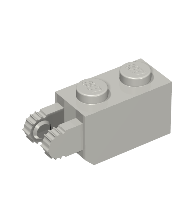 LEGO - Scharniersteen 1 x 2 vergrendelend met 2 verticale vingers en 7 tandjes (54671) - Light Bluish Gray | N