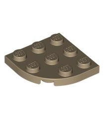 LEGO - Plaat, ronde hoek 3 x 3 - Dark Tan | N - Thumbnail