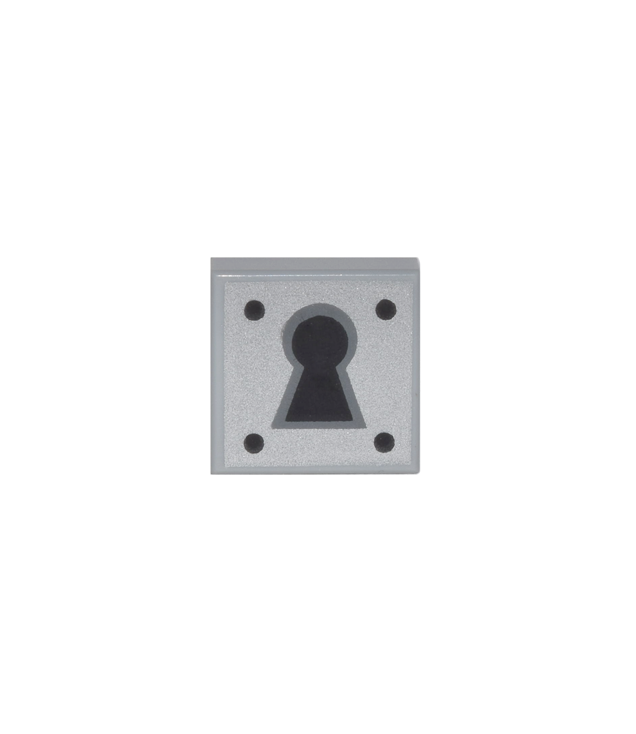 LEGO - Tegel 1 x 1 met zwart sleutelgat en 4 stippen op zilverkleurige achtergrond - Light Bluish Gray | N