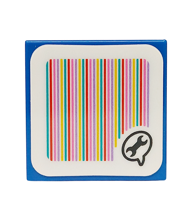 LEGO - Tegel 2 x 2 met Super Mario-scan­code, Toad-spreekwolk en moersleutelpatroon (sticker) - set 72035 - Blue | N