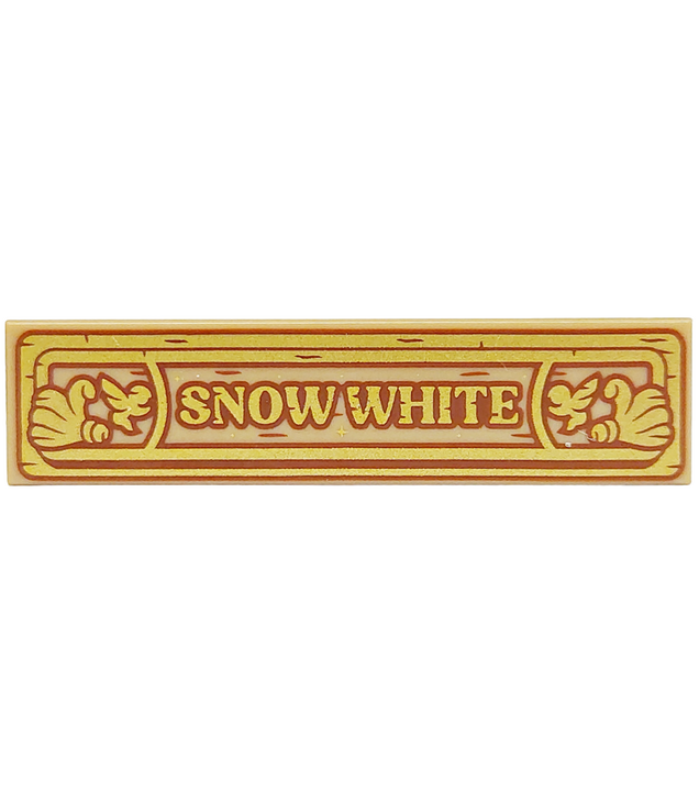 LEGO - Tegel 1 x 4 met goud en roodbruin 'SNOW WHITE' in lijstpatroon - Dark Tan | N