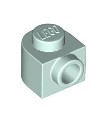LEGO - Steen, rond 1 x 1 x 2/3 halve cirkel verlengd met zijnop - Light Aqua | N - Thumbnail