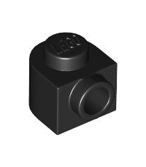 LEGO - Steen, rond 1 x 1 x 2/3 halve cirkel verlengd met zijnop - Black | N - Thumbnail