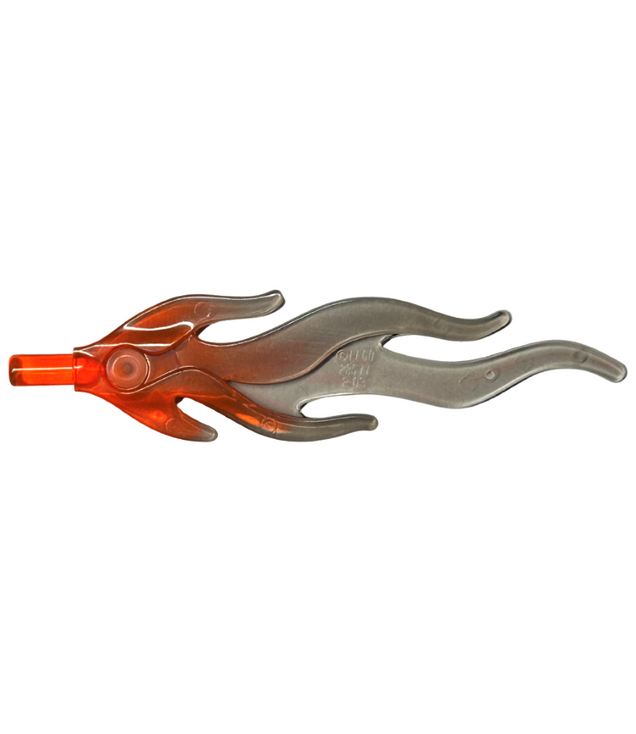LEGO - Golf, afgerond recht groot met staafuiteinde (vlam) met gemarmerd transparant-bruin patroon - Trans-Neon Orange | N