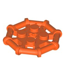 LEGO - Plaat, gemodificeerd 2 x 2 met achtkantig staafframe, versterkt, volledig ronde noppen - Reddish Orange | N - Thumbnail