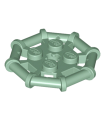 LEGO - Plaat, gemodificeerd 2 x 2 met achtkantig staafframe, versterkt, volledig ronde noppen - Sand Green | N - Thumbnail