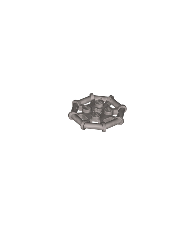 LEGO - Plaat, gemodificeerd 2 x 2 met achtkantig staafframe, versterkt, volledig ronde noppen - Flat Silver | N