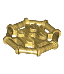 LEGO - Plaat, gemodificeerd 2 x 2 met achtkantig staafframe, versterkt, volledig ronde noppen - Pearl Gold | N - Thumbnail