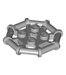 LEGO - Plaat, gemodificeerd 2 x 2 met achtkantig staafframe, versterkt, volledig ronde noppen - Light Bluish Gray | N - Thumbnail