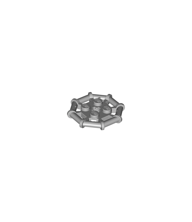 LEGO - Plaat, gemodificeerd 2 x 2 met achtkantig staafframe, versterkt, volledig ronde noppen - Light Bluish Gray | N