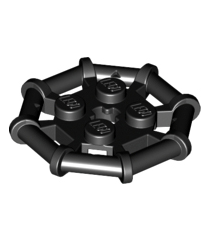 LEGO - Plaat, gemodificeerd 2 x 2 met achtkantig staafframe, versterkt, volledig ronde noppen - Black | N - Thumbnail