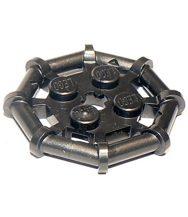 LEGO - Plaat, gemodificeerd 2 x 2 met achtkantig staafframe, versterkt, volledig ronde noppen - Pearl Dark Gray | N