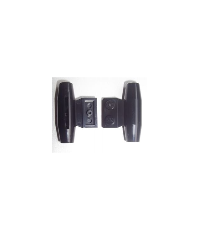LEGO - Motor, klein glad, 1 x 2 zijplaat met ashouders en sleuf - Black | N