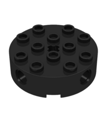 LEGO - Steen, rond 4 x 4 met 4 zijpennengaten en centraal as-gat - Black | N - Thumbnail