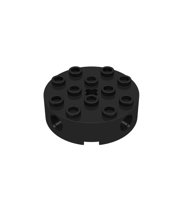 LEGO - Steen, rond 4 x 4 met 4 zijpennengaten en centraal as-gat - Black | N