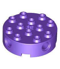 LEGO - Steen, rond 4 x 4 met 4 zijpennengaten en centraal as-gat - Dark Purple | N - Thumbnail