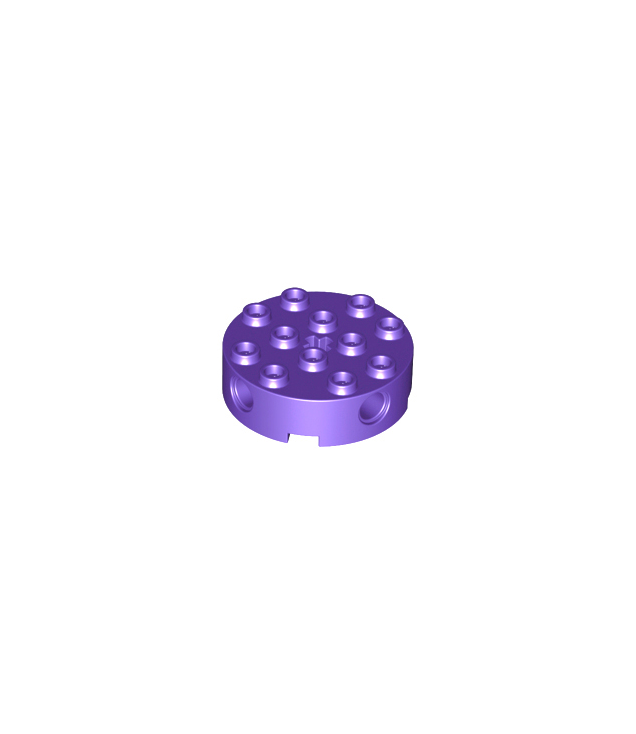 LEGO - Steen, rond 4 x 4 met 4 zijpennengaten en centraal as-gat - Dark Purple | N