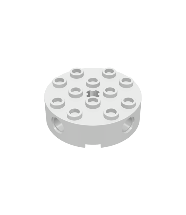 LEGO - Steen, rond 4 x 4 met 4 zijpennengaten en centraal as-gat - White | N
