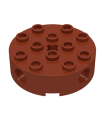 LEGO - Steen, rond 4 x 4 met 4 zijpennengaten en centraal as-gat - Reddish Brown | N - Thumbnail
