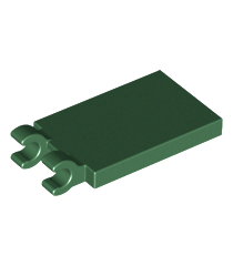 LEGO - Tegel, gemodificeerd 2 x 3 met 2 open O-clips - Dark Green | N - Thumbnail