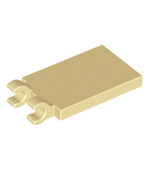 LEGO - Tegel, gemodificeerd 2 x 3 met 2 open O-clips - Tan | N - Thumbnail