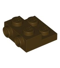 LEGO - Plaat, gemodificeerd 2 x 2 x 2/3 met 2 noppen aan zijkant en holle onderbuis - Dark Brown | N - Thumbnail