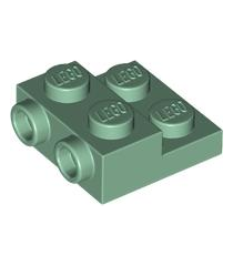 LEGO - Plaat, gemodificeerd 2 x 2 x 2/3 met 2 noppen aan zijkant en holle onderbuis - Sand Green | N - Thumbnail