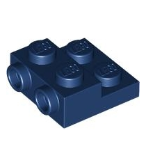 LEGO - Plaat, gemodificeerd 2 x 2 x 2/3 met 2 noppen aan zijkant en holle onderbuis - Dark Blue | N - Thumbnail
