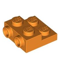 LEGO - Plaat, gemodificeerd 2 x 2 x 2/3 met 2 noppen aan zijkant en holle onderbuis - Orange | N - Thumbnail