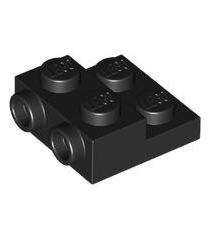 LEGO - Plaat, gemodificeerd 2 x 2 x 2/3 met 2 noppen aan zijkant en holle onderbuis - Black | N - Thumbnail