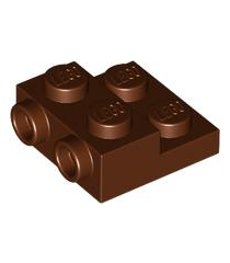 LEGO - Plaat, gemodificeerd 2 x 2 x 2/3 met 2 noppen aan zijkant en holle onderbuis - Reddish Brown | N - Thumbnail