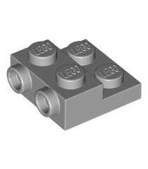 LEGO - Plaat, gemodificeerd 2 x 2 x 2/3 met 2 noppen aan zijkant en holle onderbuis - Light Bluish Gray | N - Thumbnail