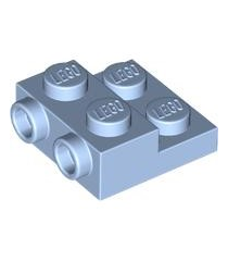 LEGO - Plaat, gemodificeerd 2 x 2 x 2/3 met 2 noppen aan zijkant en holle onderbuis - Bright Light Blue | N - Thumbnail