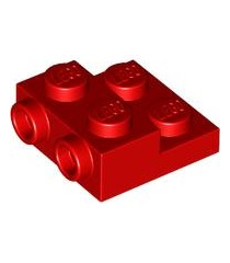 LEGO - Plaat, gemodificeerd 2 x 2 x 2/3 met 2 noppen aan zijkant en holle onderbuis - Red | N - Thumbnail
