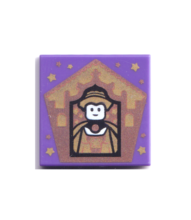 LEGO - Tegel 2 x 2 met HP Chocoladekikkerkaart Helga Huffelpuf-patroon - Dark Purple | N