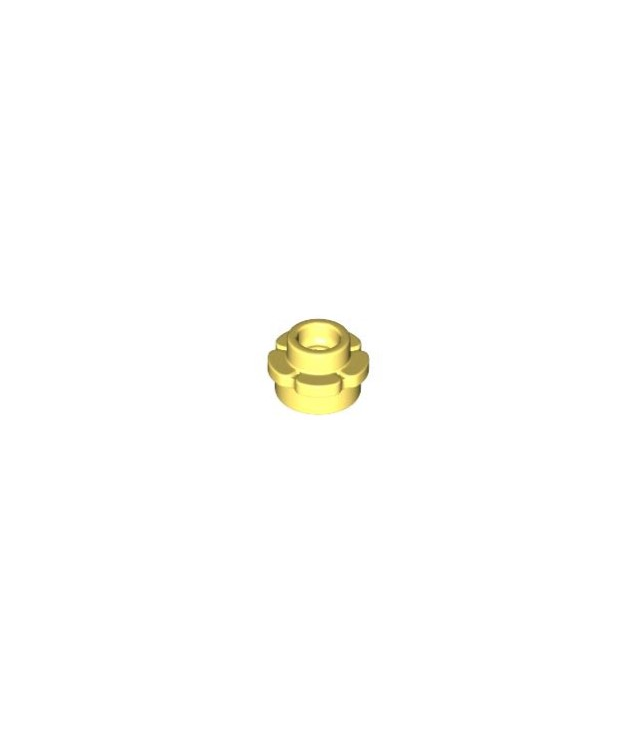 LEGO - Plaat, rond 1 x 1 met bloemrand (5 bloemblaadjes) - Bright Light Yellow | N