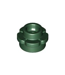 LEGO - Plaat, rond 1 x 1 met bloemrand (5 bloemblaadjes) - Dark Green | N - Thumbnail