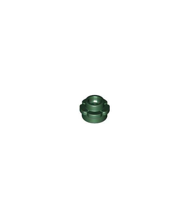 LEGO - Plaat, rond 1 x 1 met bloemrand (5 bloemblaadjes) - Dark Green | N