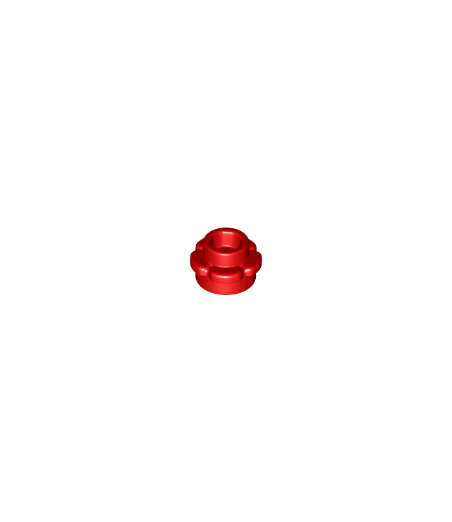 LEGO - Plaat, rond 1 x 1 met bloemrand (5 bloemblaadjes) - Red | N