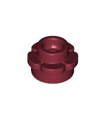 LEGO - Plaat, rond 1 x 1 met bloemrand (5 bloemblaadjes) - Dark Red | N - Thumbnail